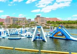 BOZHOUYUPIN Inflatable Floating Water Trampoline Park Triangle Water Slide