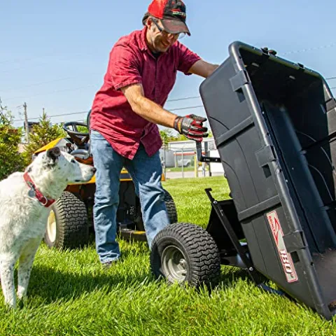 Brinly 180-Degree Full Dump Cart with Compression-Molded Bed Black