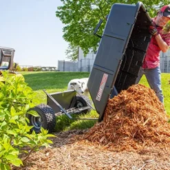 Brinly 180-Degree Full Dump Cart with Compression-Molded Bed Black