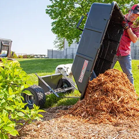 Brinly 180-Degree Full Dump Cart with Compression-Molded Bed Black