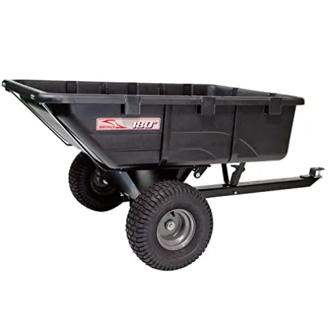 Brinly 180-Degree Full Dump Cart with Compression-Molded Bed Black