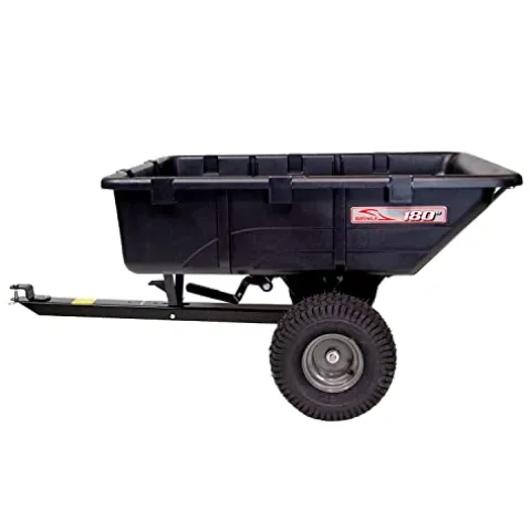 Brinly 180-Degree Full Dump Cart with Compression-Molded Bed Black