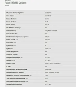 Bushnell Fusion 1-Mile 10x 42mm ARC Binocular Laser Rangefinder Black