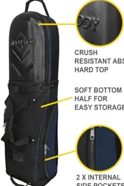 CaddyDaddy Enforcer Golf Travel Bag Soft-Sided Cover with Hard Top Protection Black/Blue