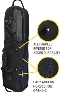 CaddyDaddy Enforcer Golf Travel Bag Soft-Sided Cover with Hard Top Protection Black/Blue