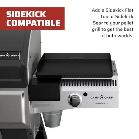 Camp Chef Woodwind Pro 24 Pellet Grill & Smoker with Sidekick Flat Top – Black