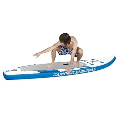 Camping Inflatable Stand Up Paddle Board Blue and White