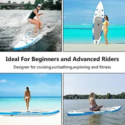 Camping Inflatable Stand Up Paddle Board Blue and White