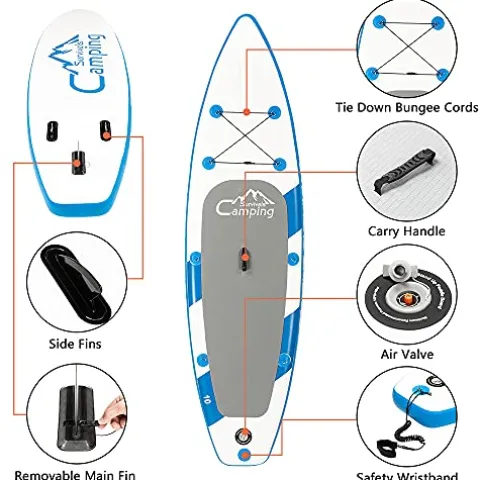 Camping Inflatable Stand Up Paddle Board Blue and White