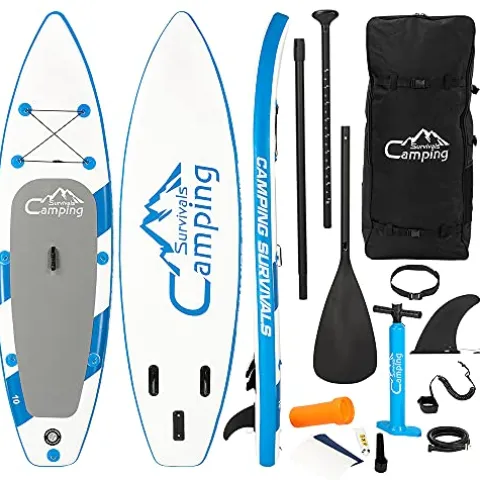 Camping Inflatable Stand Up Paddle Board Blue and White