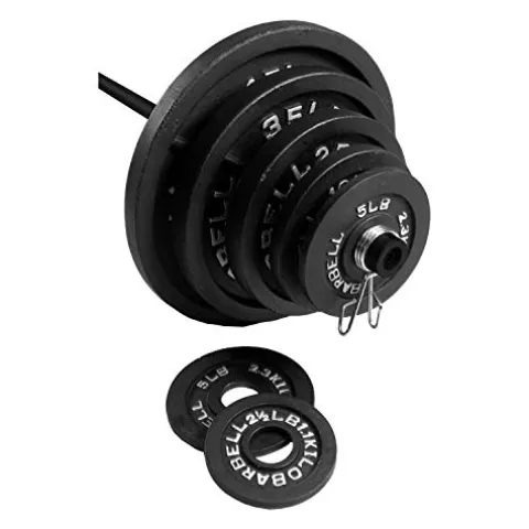 CAP Barbell 300 LB Cast Iron Olympic Weight Set with 7’ Olympic Bar Black