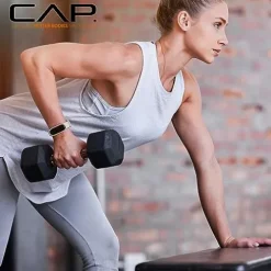 CAP Barbell Coated Hex Dumbbell Set with Copper Handle Weight – Black and Copper