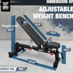 CAP Barbell Commercial Grade Weight Bench Flat/Incline/Decline Utility Exercise Olympic Workout Bench Black