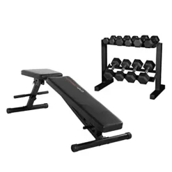 CAP Barbell Dumbbell Set with Rack & Bench Bundle Black