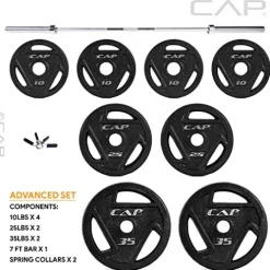 CAP Barbell Everyday Olympic Weight Set 165lbs with Plates and Bar