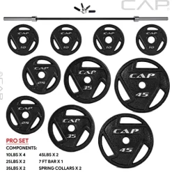 CAP Barbell Pro Olympic Weight Set 265lbs with Plates and Bar