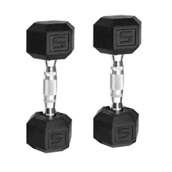 CAP Barbell Rubber Coated Dumbbell Set with Storage Rack (150-Pound) Black