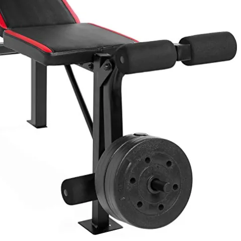 CAP Strength Standard Bench with 100 lb Weight Set, Leg Developer, Flat Black