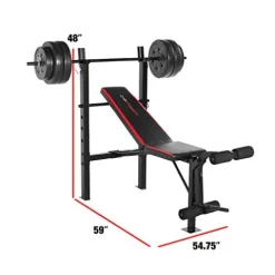 CAP Strength Standard Bench with 100 lb Weight Set, Leg Developer, Flat Black