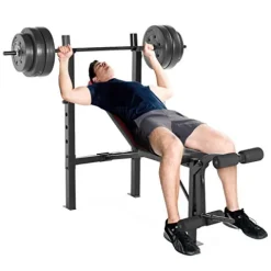 CAP Strength Standard Bench with 100 lb Weight Set, Leg Developer, Flat Black