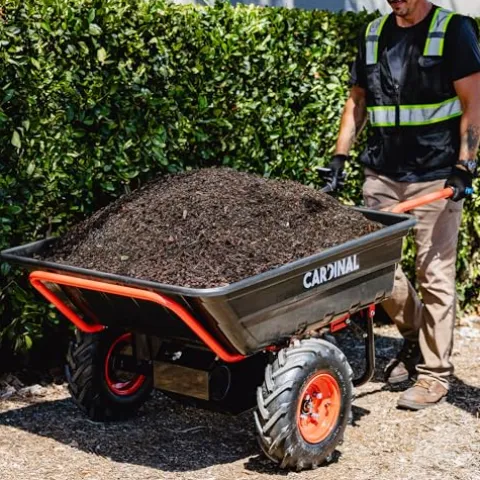 Cardinal Heavy Duty Electric Utility Cart 40V Battery-Powered Wheelbarrow Black