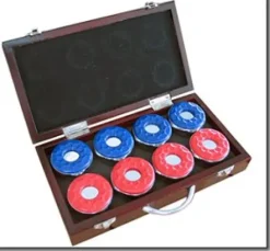 Carmelli Shuffleboard Table 12 Ft Set Hardwood Block Surface – Dark Cherry