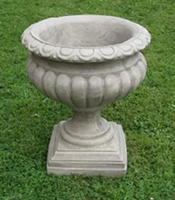 CC Outdoor Living Set of 2 Marble Finished Outdoor Garden Fluted Urn Planters 27″ Ivory