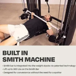 CENTR 3 Home Gym Functional Trainer with Selectorized Smith Bar Matte Black