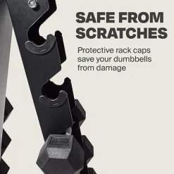 CENTR Dumbbell Weight Set with Rack – 150 Lb Rubber Hex Weight Set