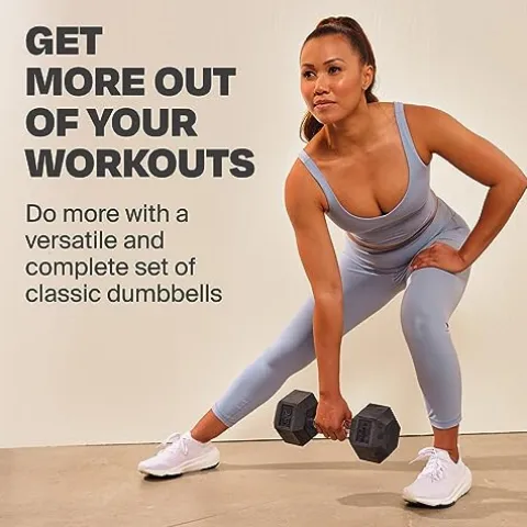 CENTR Dumbbell Weight Set with Rack – 150 Lb Rubber Hex Weight Set