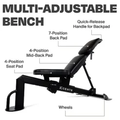 CENTR Multi-Adjustable Workout Bench – Decline/Incline – Matte Black