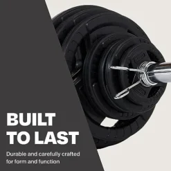 CENTR Olympic Barbell Weight Set with Bar 300 lb – Chrome/Black