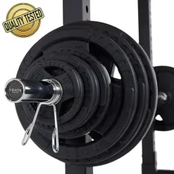 CENTR Olympic Barbell Weight Set with Bar 300 lb – Chrome/Black