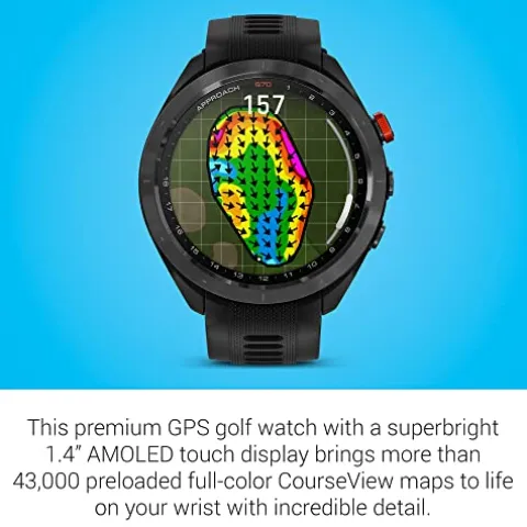 Certified Brands Garmin Approach S70 Golf Smartwatch AMOLED Display Shot Execution Putt Alignment Golfing System with Approach CT10 Starter Kit Club Tracking System 3 Sensors Signature Stand Power Bundle 47mm Black