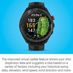 Certified Brands Garmin Approach S70 Golf Smartwatch AMOLED Display Shot Execution/Putt Alignment Golfing System with Approach CT10 Full Kit Club Tracking System (14 Sensors) and Signature Stand Power Bundle 47mm – Black