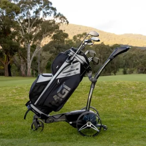 Certified Brands MGI Ai 500 Electric Golf Push Cart with Rain Cover