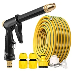 C/H Garden Hose Pipe 5m Flexible Lightweight with 4 Function Spray Gun Yellow