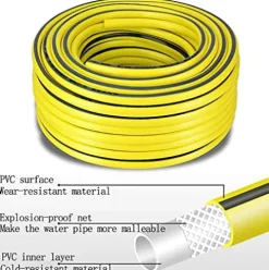 C/H Garden Hose Pipe 5m Flexible Lightweight with 4 Function Spray Gun Yellow