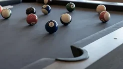 Chamberlain Game Tables Rocky Mountain Nights 7ft Pool Table with Benches and Dining Top Gray