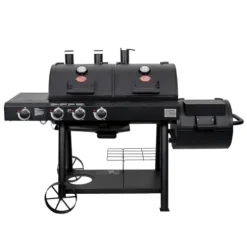 Char-Griller Texas Trio 3-Burner Gas & Charcoal Grill and Smoker Black