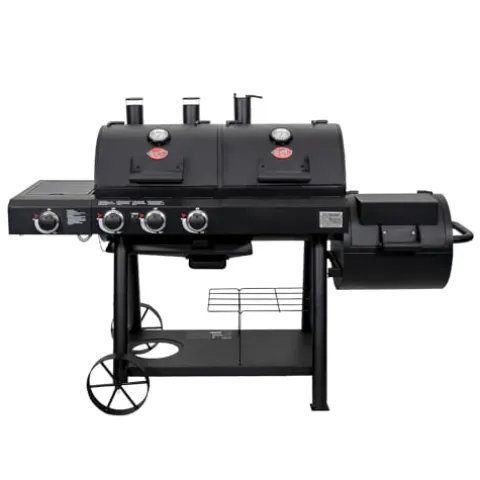 Char-Griller Texas Trio 3-Burner Gas & Charcoal Grill and Smoker Black
