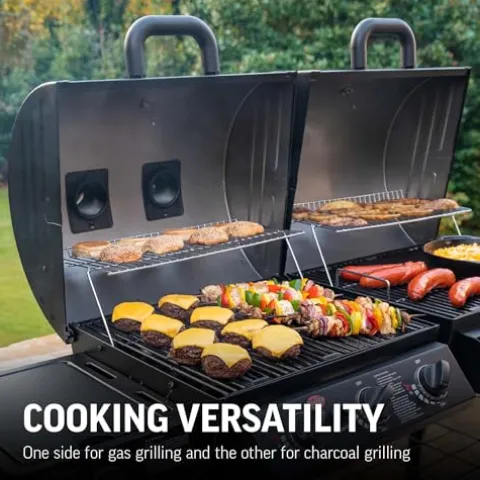 Char-Griller Texas Trio 3-Burner Gas & Charcoal Grill and Smoker Black