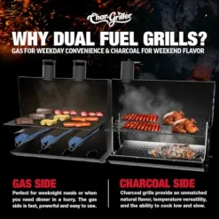Char-Griller Texas Trio 3-Burner Gas & Charcoal Grill and Smoker Black