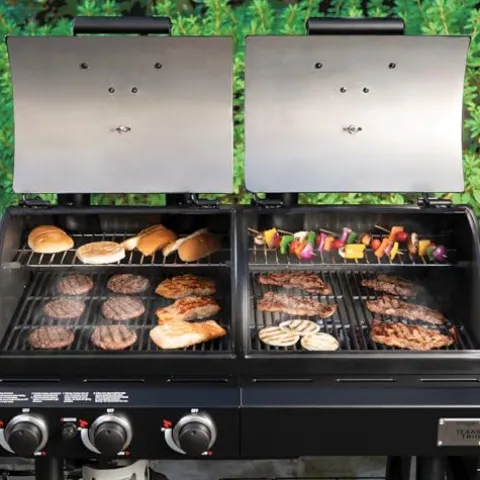 Char-Griller Texas Trio 3-Burner Gas & Charcoal Grill and Smoker Black
