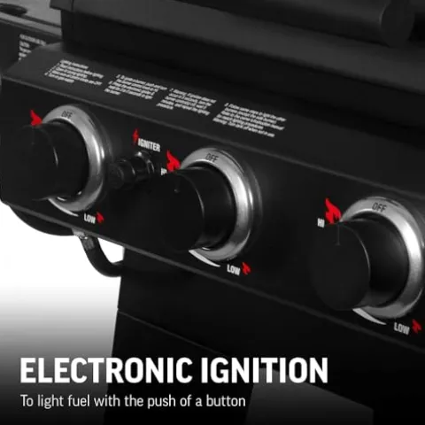 Char-Griller Texas Trio 3-Burner Gas & Charcoal Grill and Smoker Black