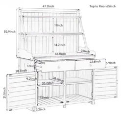 ChicFurnit Fir Wood Garden Potting Bench Table 65-inch Workstation with Storage Shelf Drawer Cabinet White