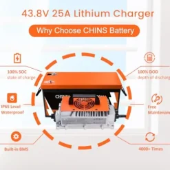CHINS 36V 100Ah LiFePO4 Golf Cart Battery with Bluetooth & Charger