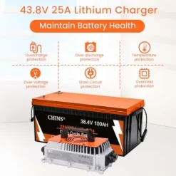 CHINS 36V 100Ah LiFePO4 Golf Cart Battery with Bluetooth & Charger