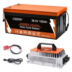 CHINS 36V 100Ah LiFePO4 Golf Cart Battery with Bluetooth & Charger