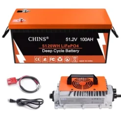 CHINS 48V 100Ah LiFePO4 Golf Cart Battery with Bluetooth & Charger